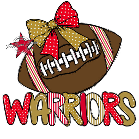 Warriors Football Spirit Design-Red & Gold