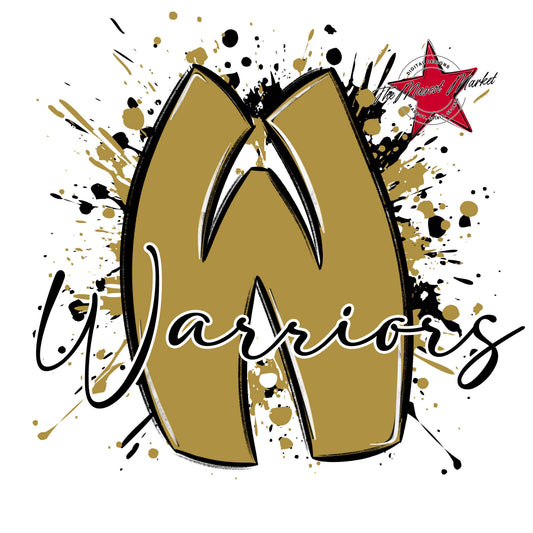 Warriors Mascot Splatter-Gold