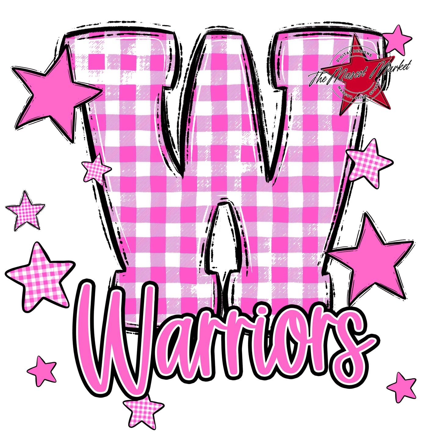 Warriors Plaid Star Design-Baby Pink