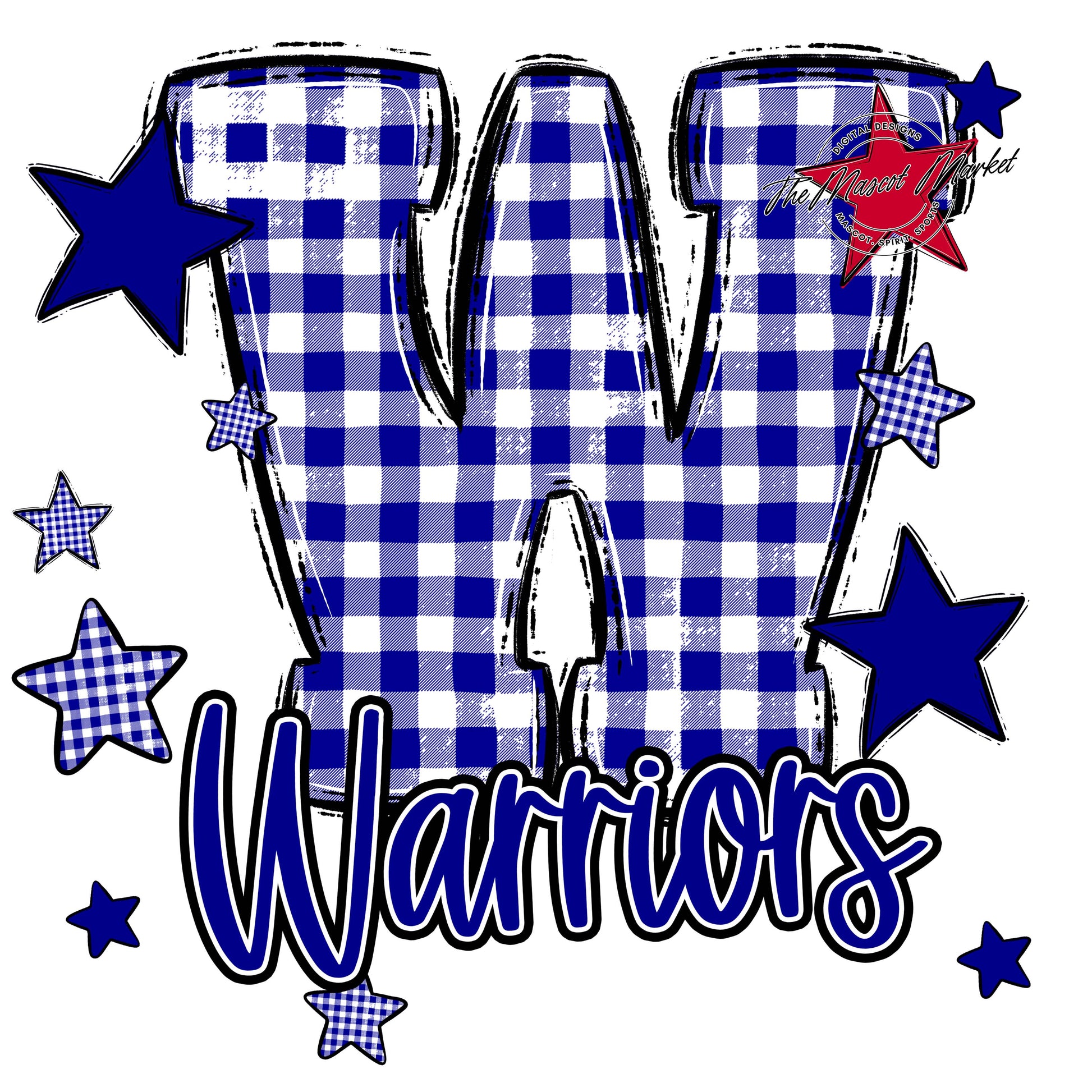 Warriors Plaid Star Design-Blue