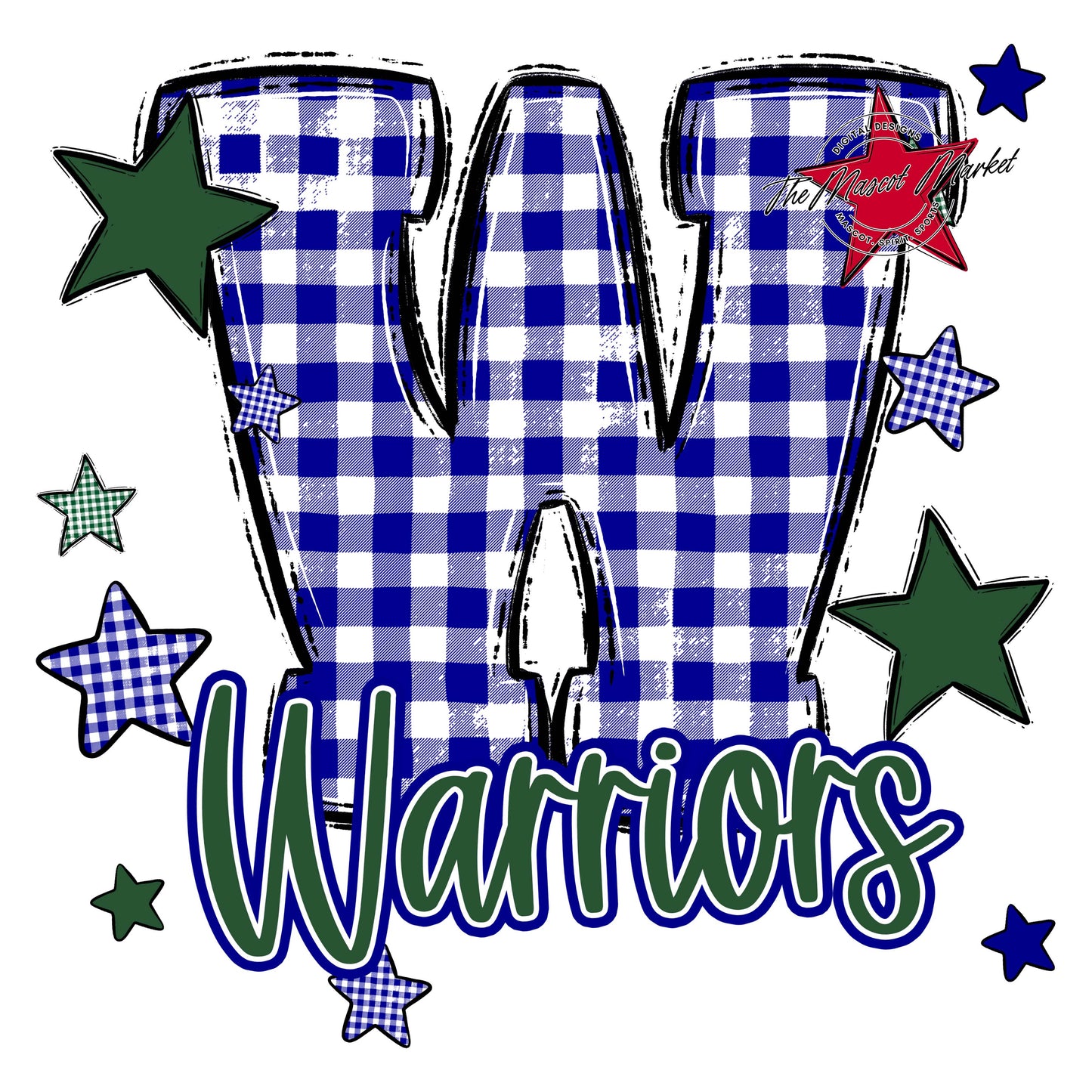 Warriors Plaid Star Design-Blue & Green