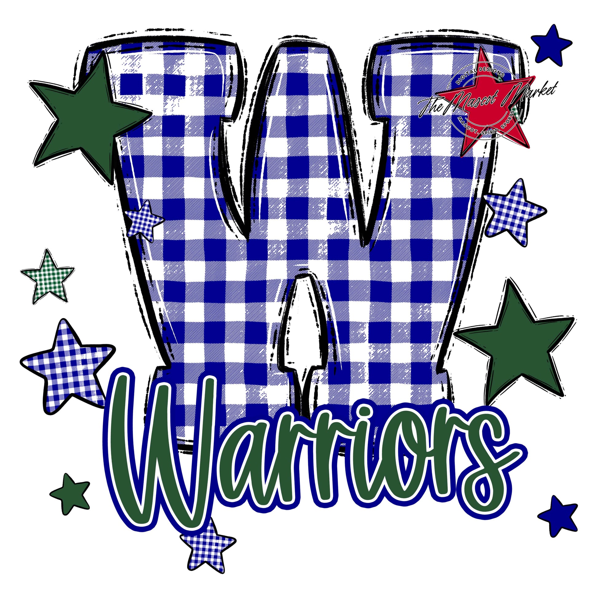 Warriors Plaid Star Design-Blue & Green