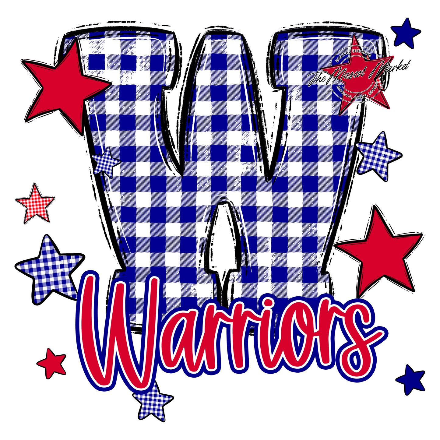 Warriors Plaid Star Design-Blue & Red