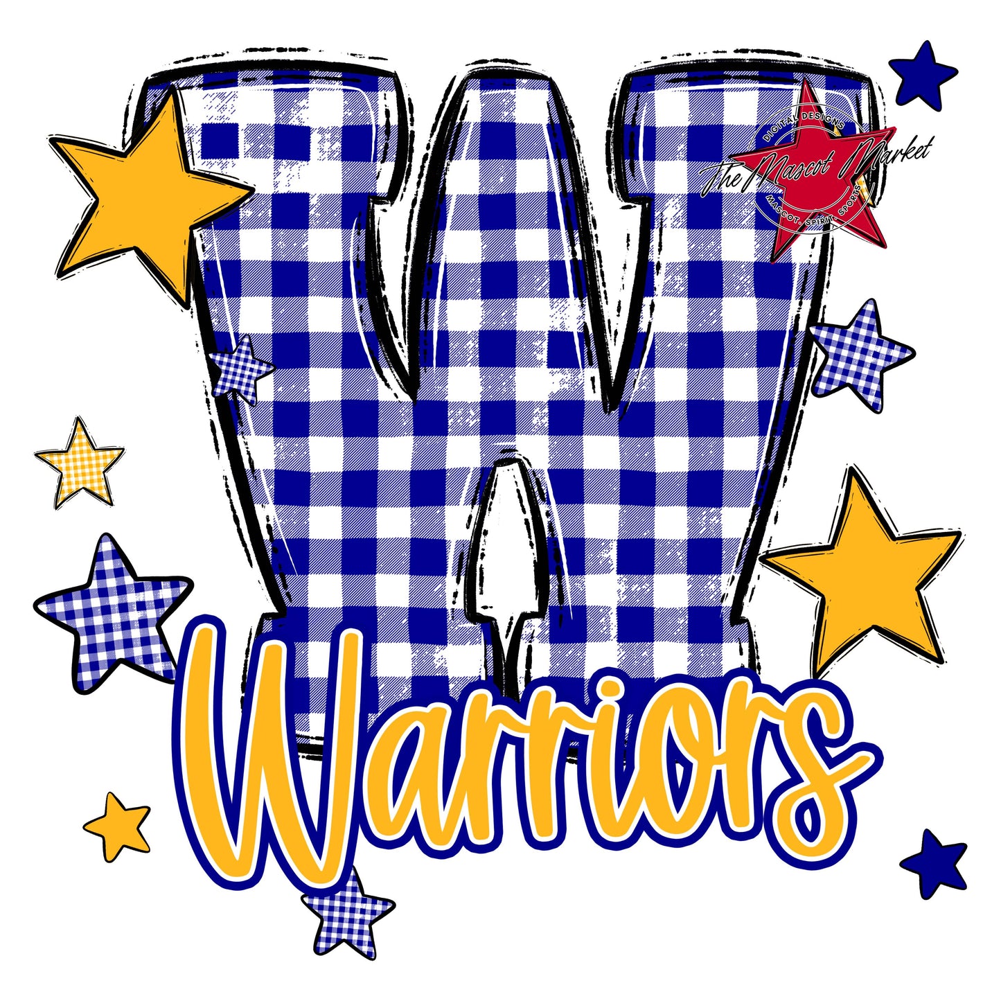Warriors Plaid Star Design-Blue & Yellow