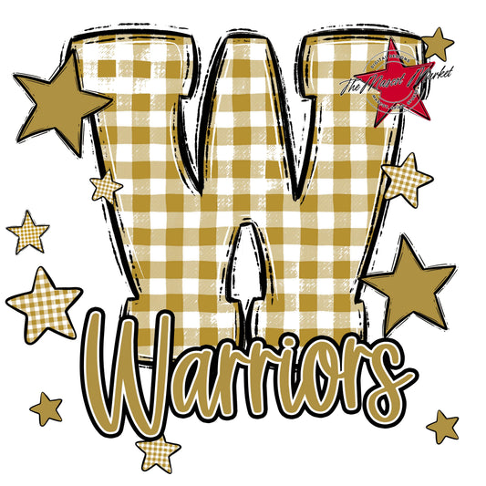 Warriors Plaid Star Design-Gold