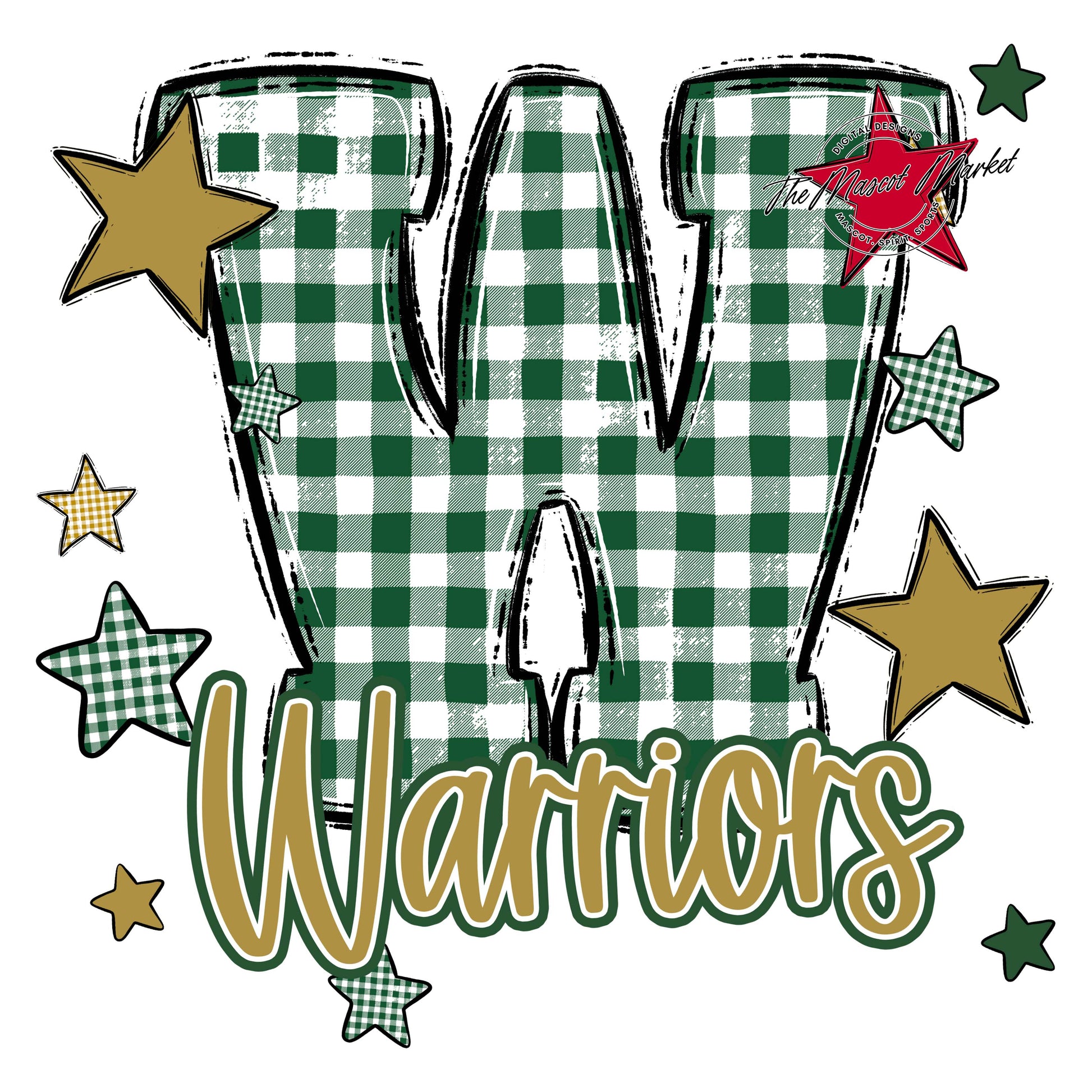 Warriors Plaid Star Design-Green & Gold