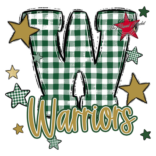 Warriors Plaid Star Design-Green & Gold