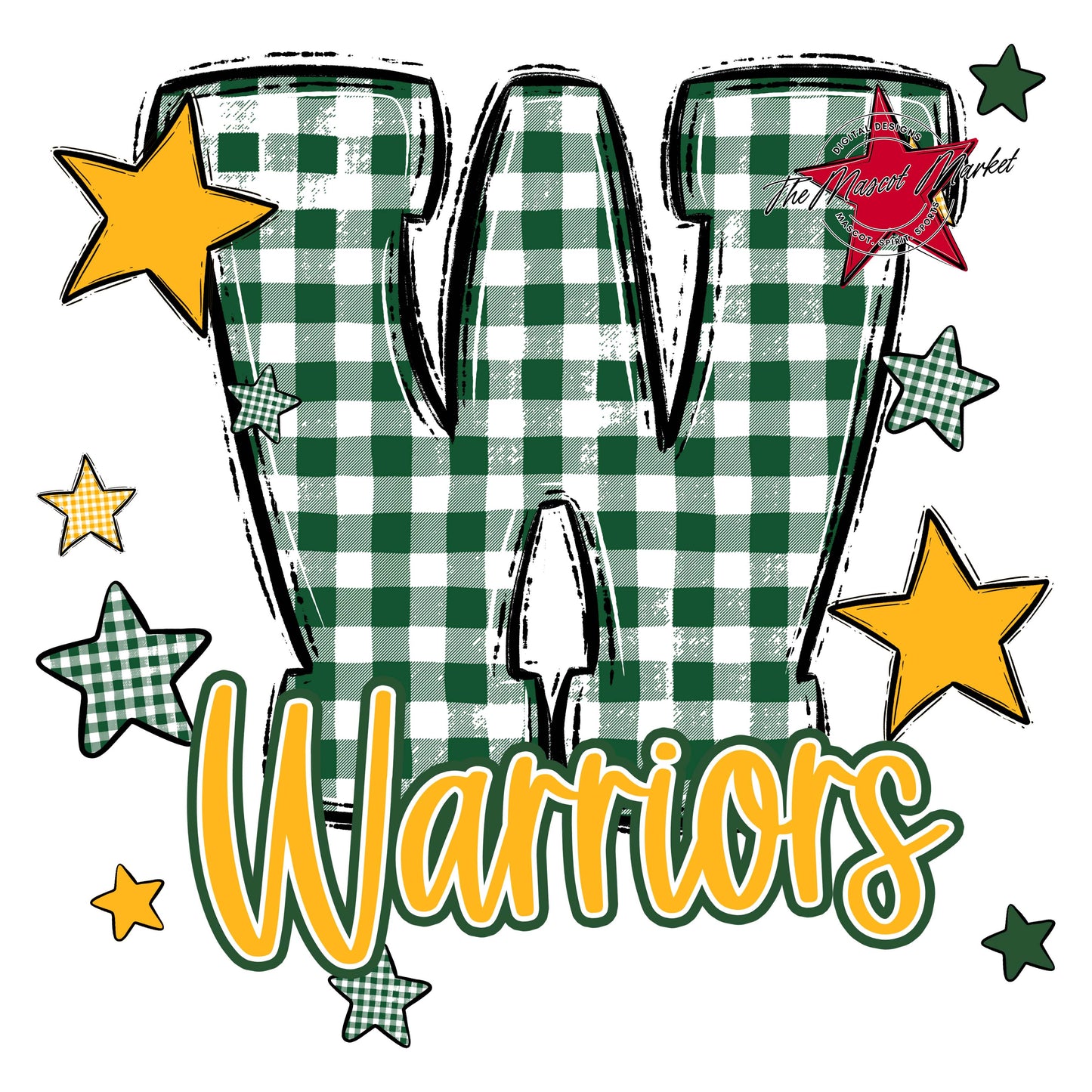 Warriors Plaid Star Design-Green & Yellow