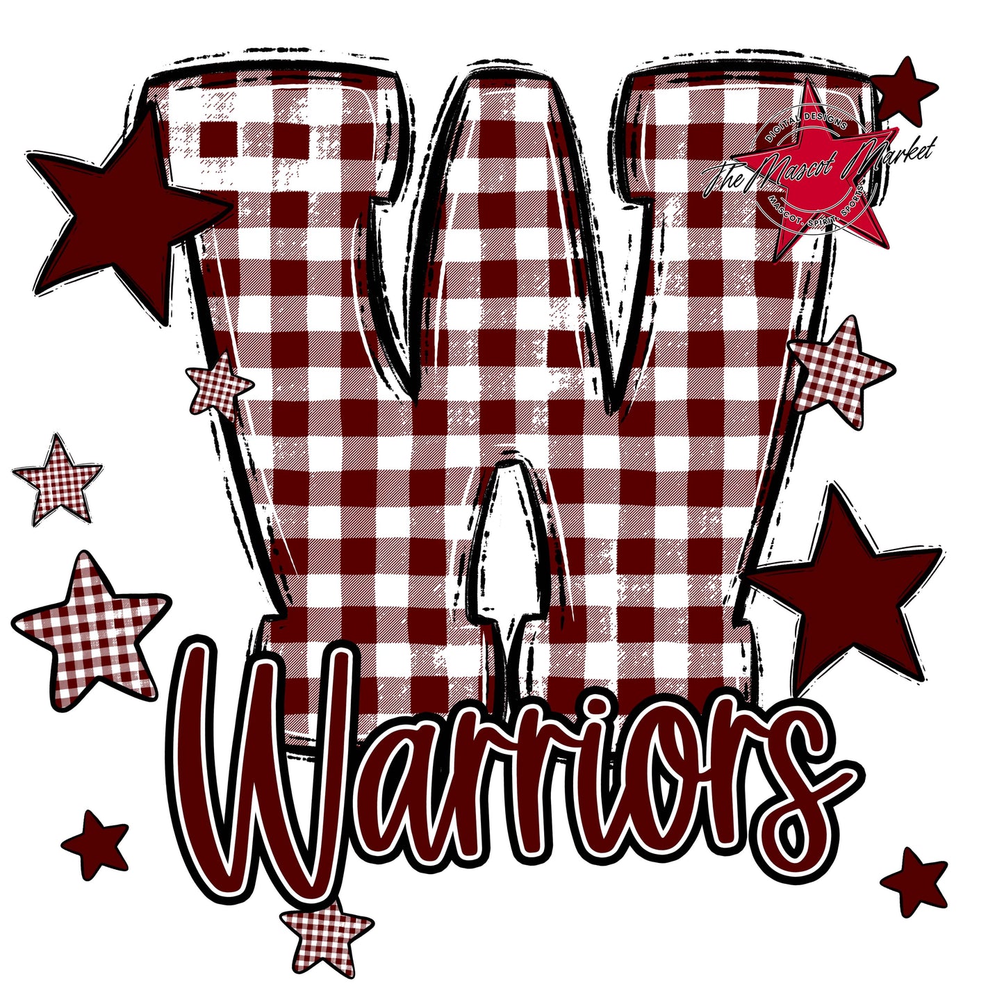 Warriors Plaid Star Design-Maroon