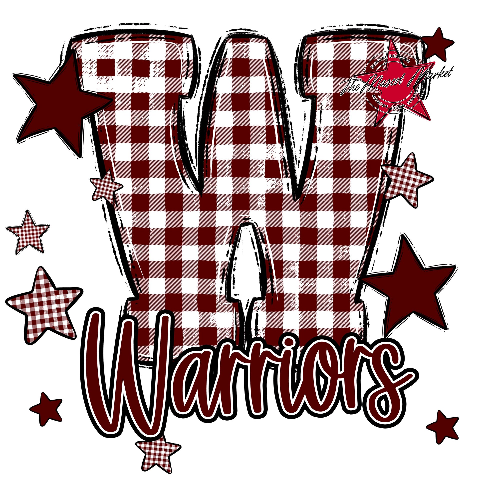 Warriors Plaid Star Design-Maroon