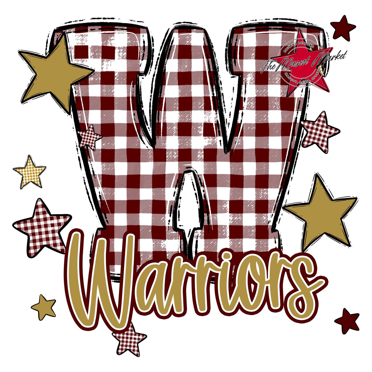 Warriors Plaid Star Design-Maroon & Gold