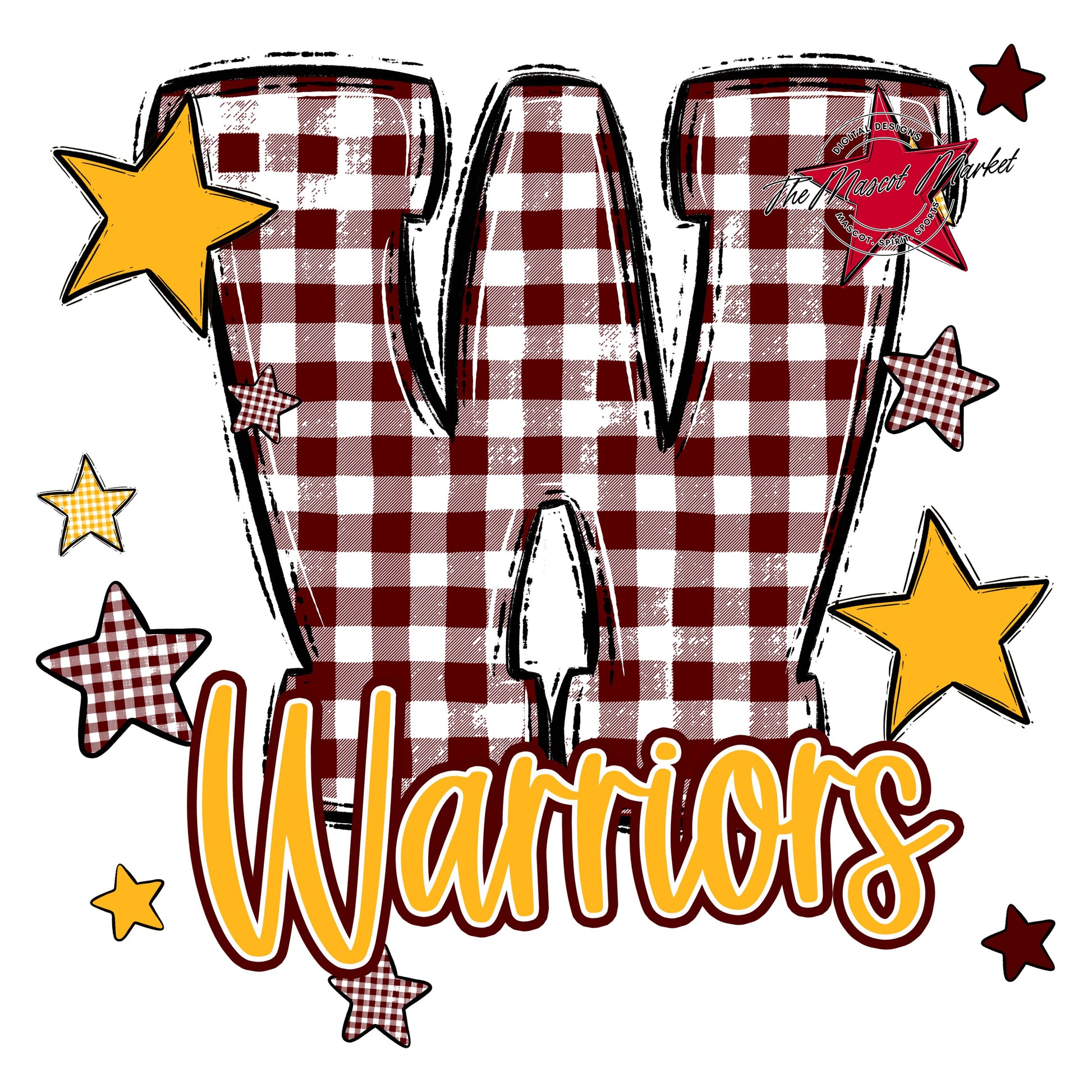 Warriors Plaid Star Design-Maroon & Yellow