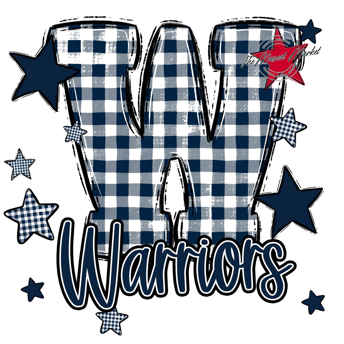 Warriors Plaid Star Design-Navy