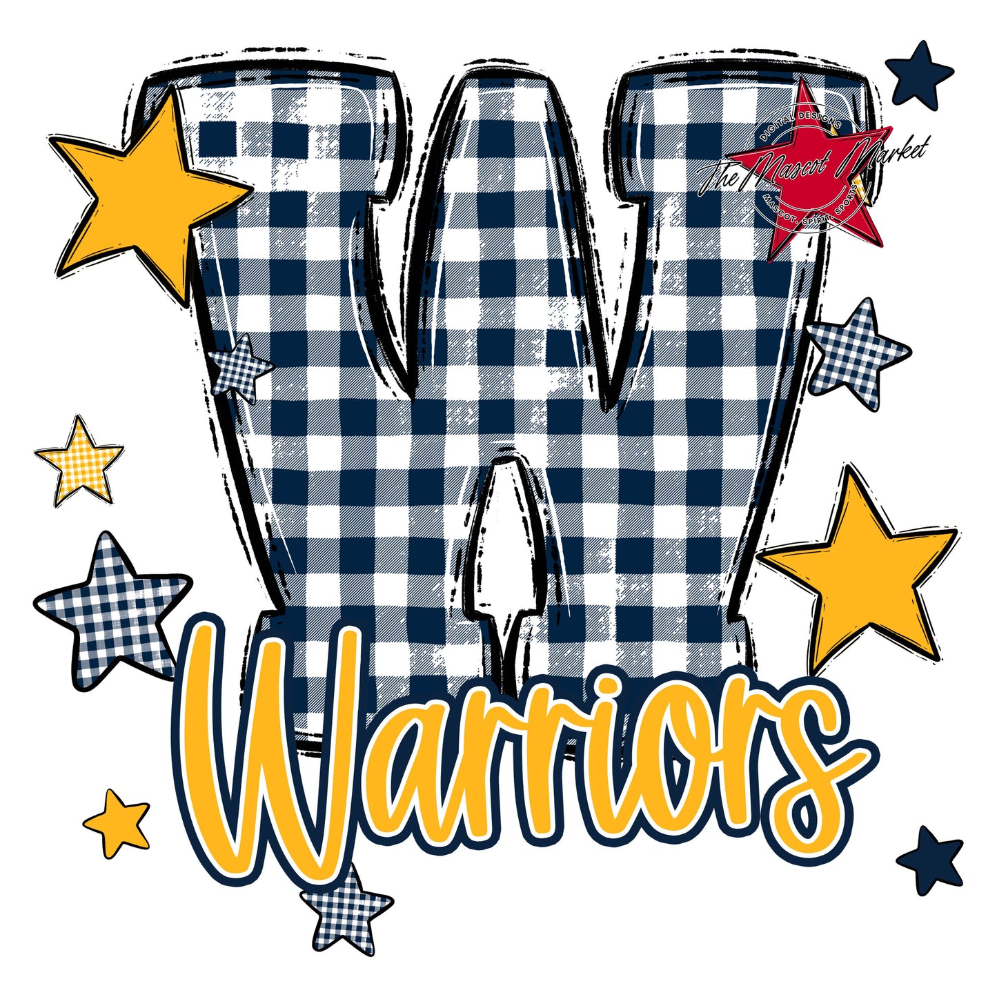 Warriors Plaid Star Design-Navy & Yellow