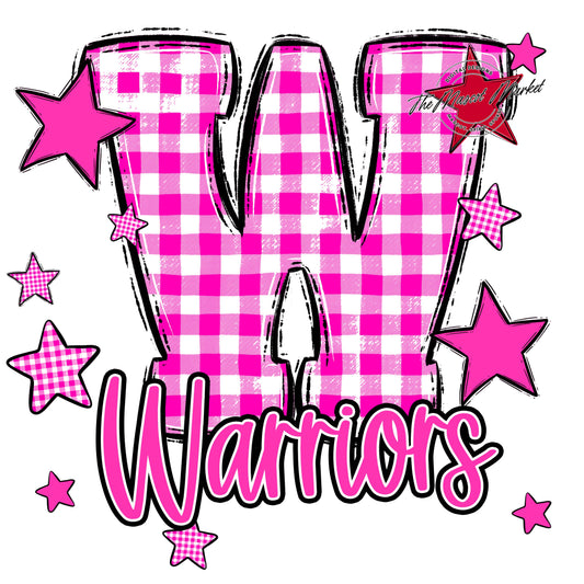 Warriors Plaid Star Design-Pink