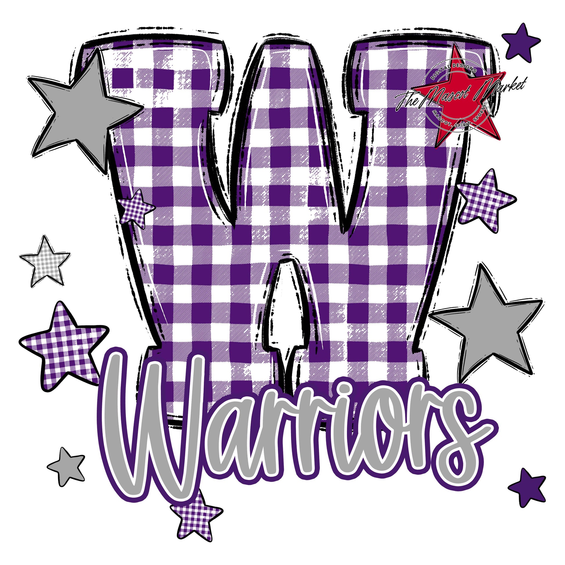 Warriors Plaid Star Design-Purple & Grey