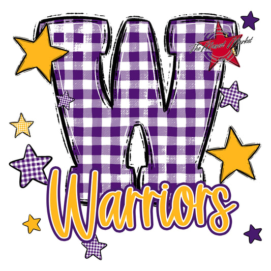 Warriors Plaid Star Design-Purple & Yellow