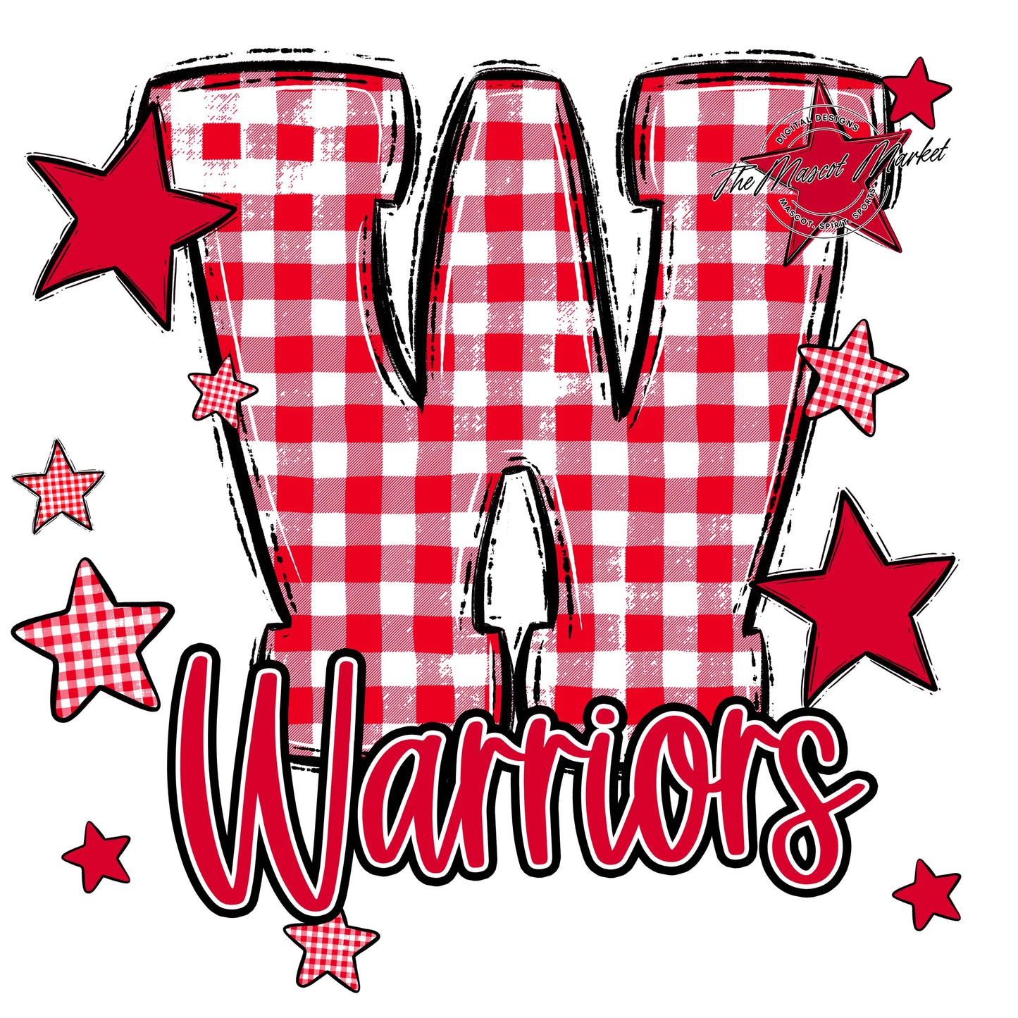 Warriors Plaid Star Design-Red
