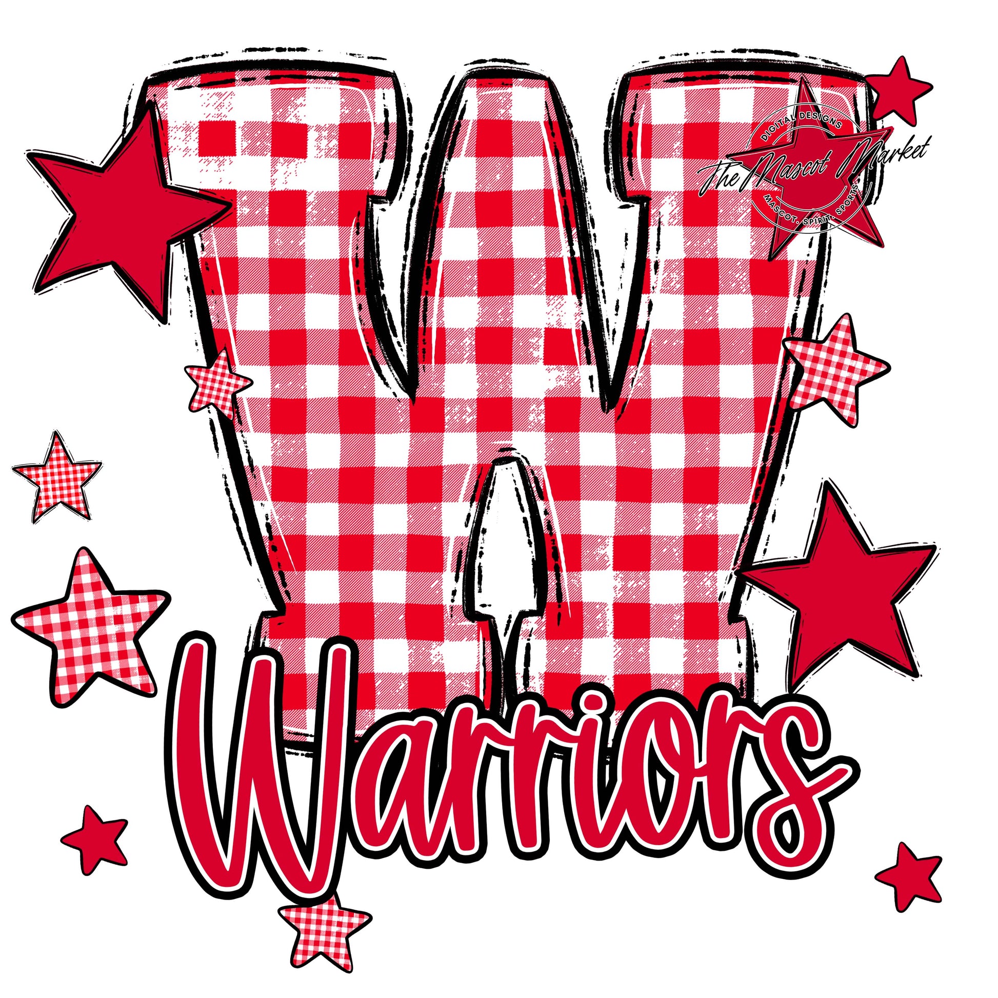 Warriors Plaid Star Design-Red