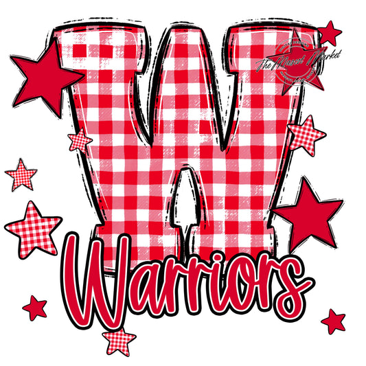 Warriors Plaid Star Design-Red