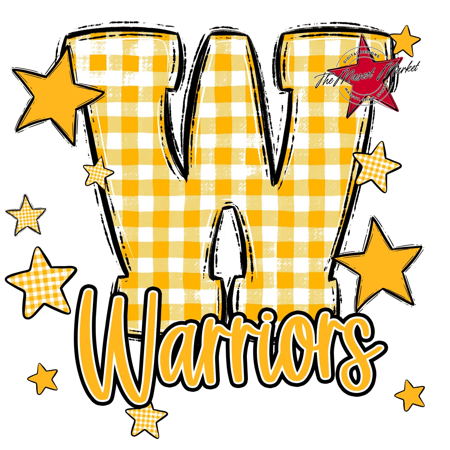 Warriors Plaid Star Design-Yellow