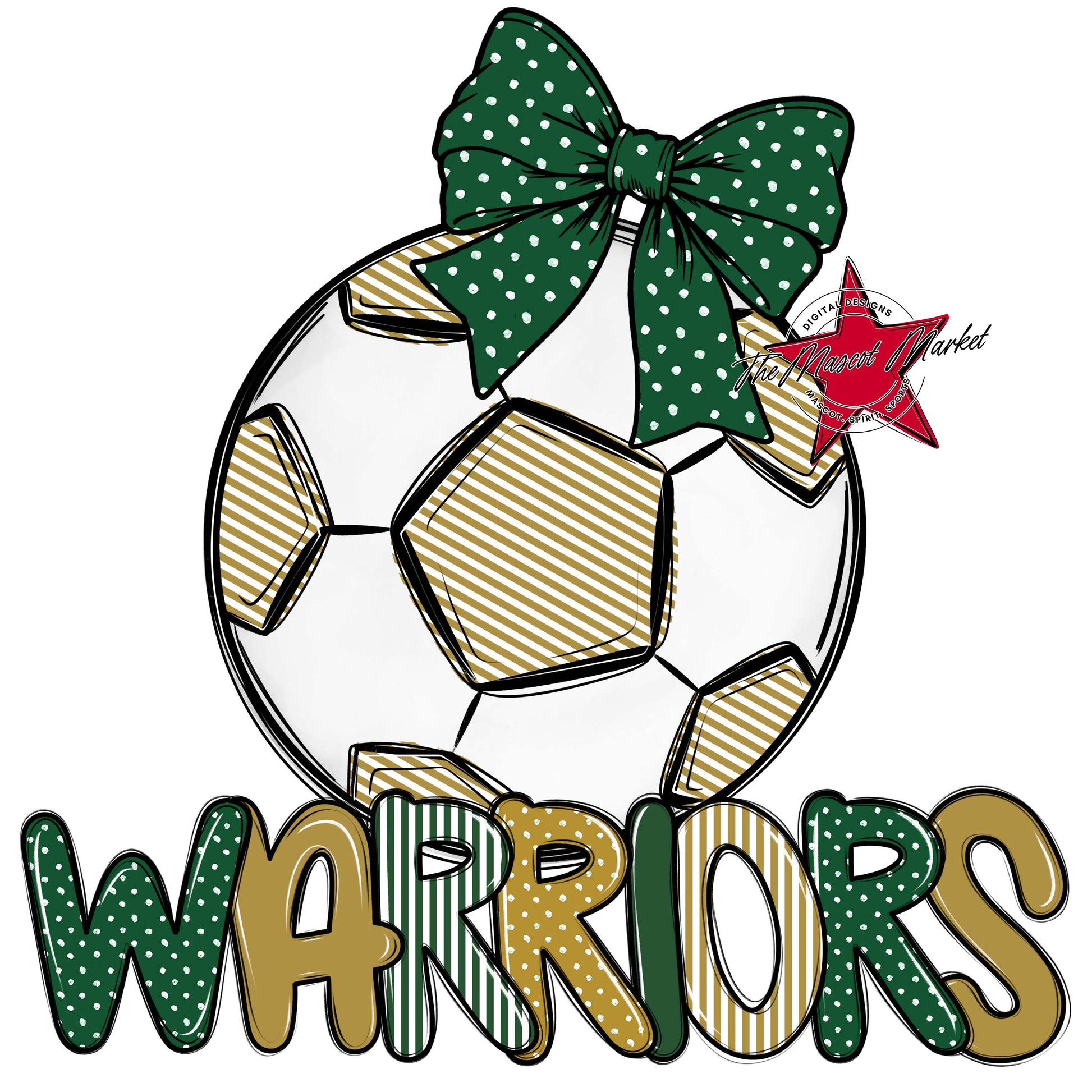Warriors Soccer Spirit Design-Green & Gold