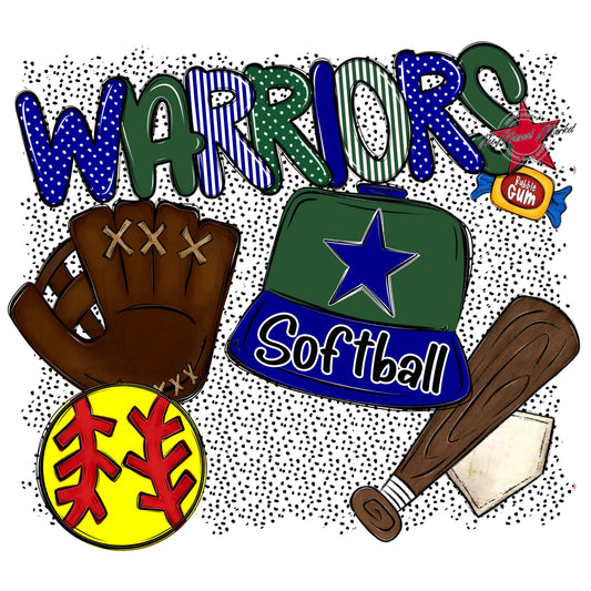 Warriors Softball Spirit-Blue & Green