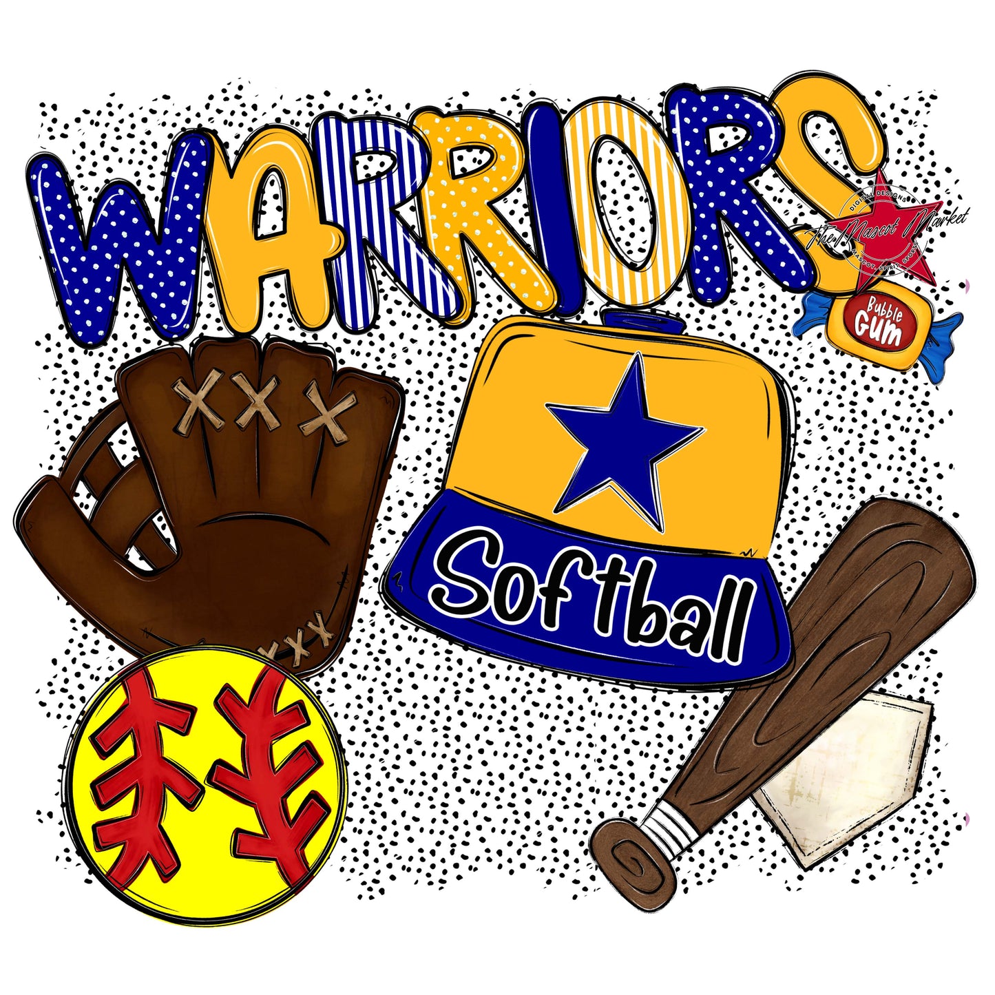Warriors Softball Spirit-Blue & Yellow