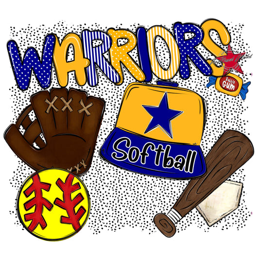 Warriors Softball Spirit-Blue & Yellow