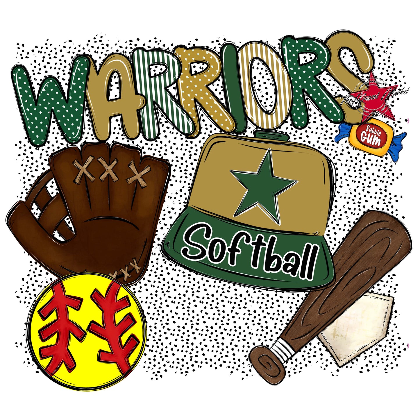 Warriors Softball Spirit-Green & Gold