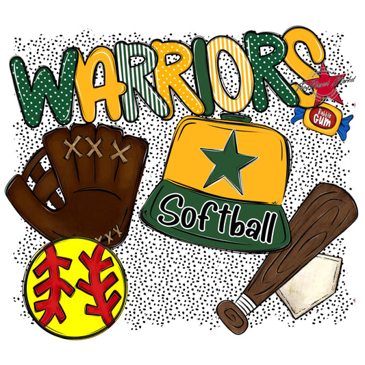 Warriors Softball Spirit-Green & Yellow