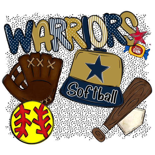 Warriors Softball Spirit-Navy & Gold