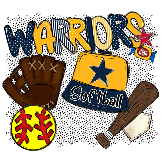 Warriors Softball Spirit-Navy & Yellow