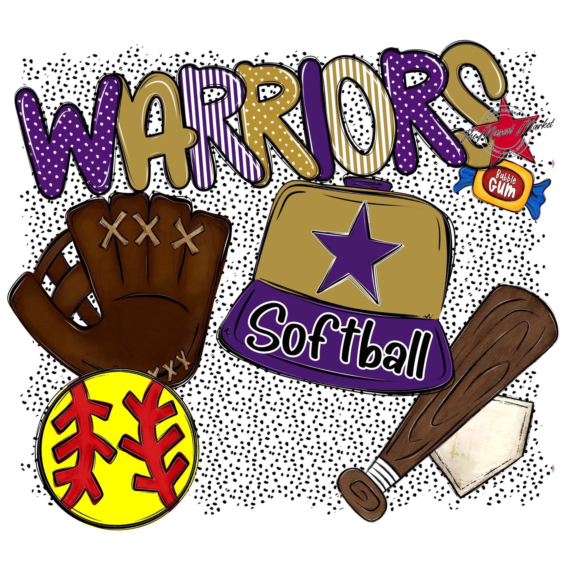 Warriors Softball Spirit-Purple & Gold