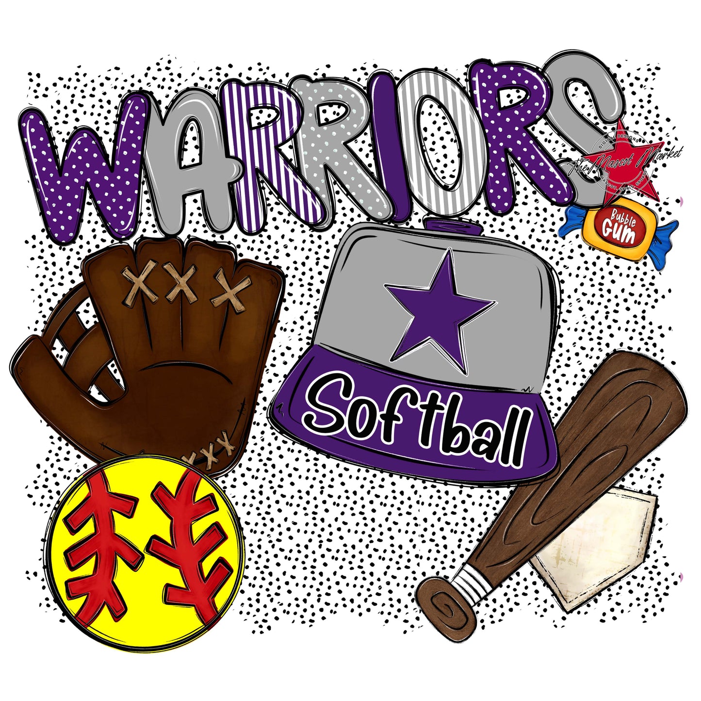 Warriors Softball Spirit-Purple & Grey