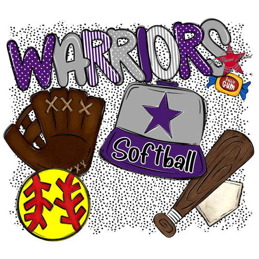 Warriors Softball Spirit-Purple & Grey