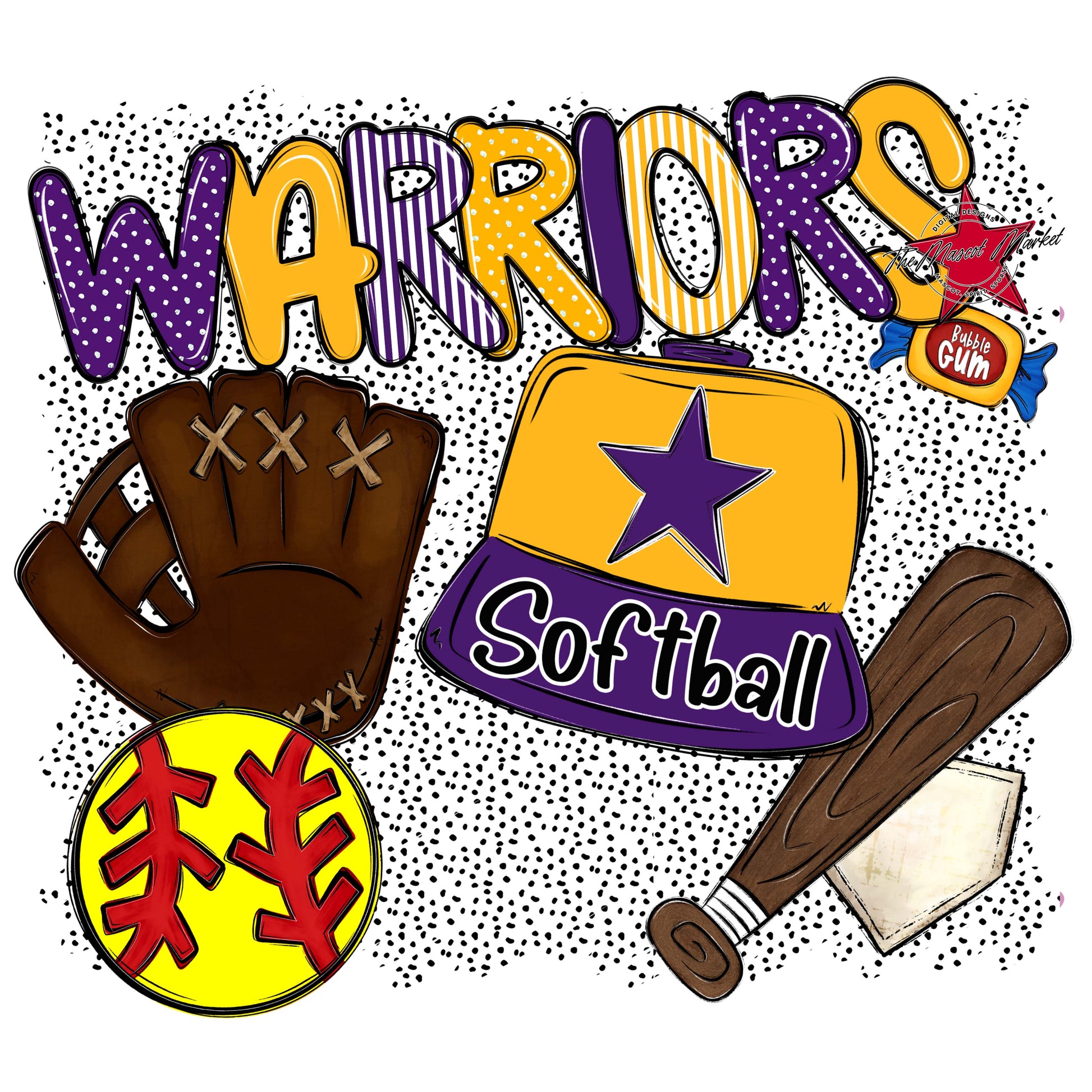 Warriors Softball Spirit-Purple & Yellow
