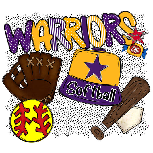 Warriors Softball Spirit-Purple & Yellow