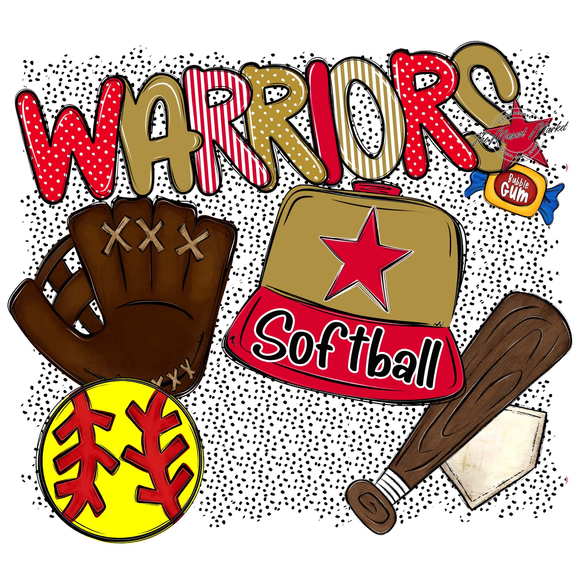 Warriors Softball Spirit-Red & Gold