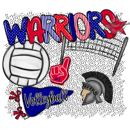Warriors Volleyball Spirit-Blue & Red