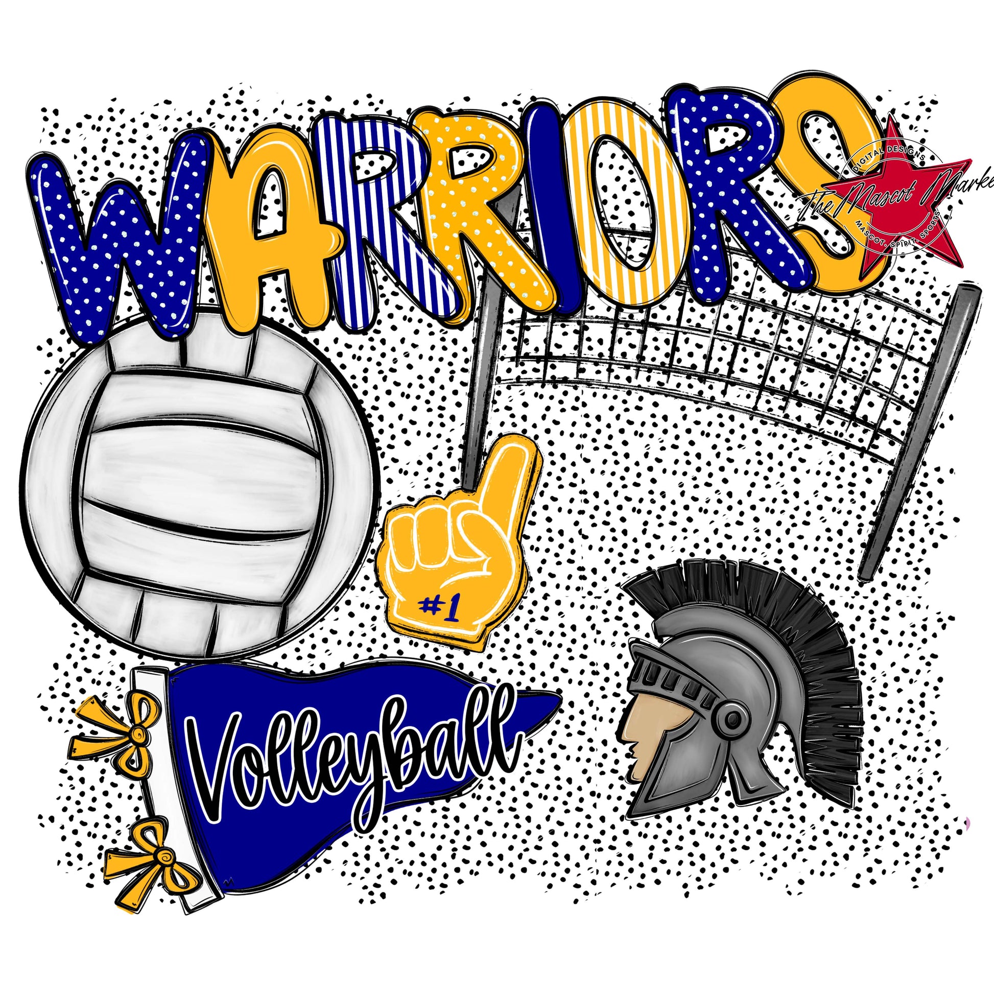 Warriors Volleyball Spirit-Blue & Yellow