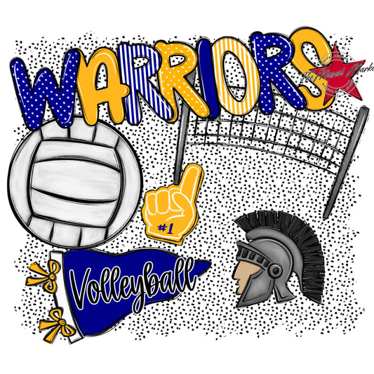 Warriors Volleyball Spirit-Blue & Yellow