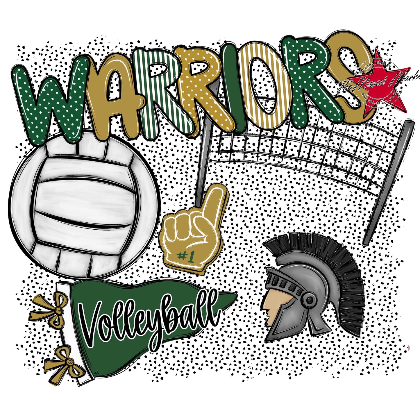 Warriors Volleyball Spirit-Green & Gold