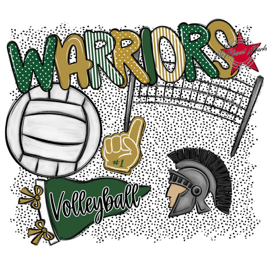 Warriors Volleyball Spirit-Green & Gold