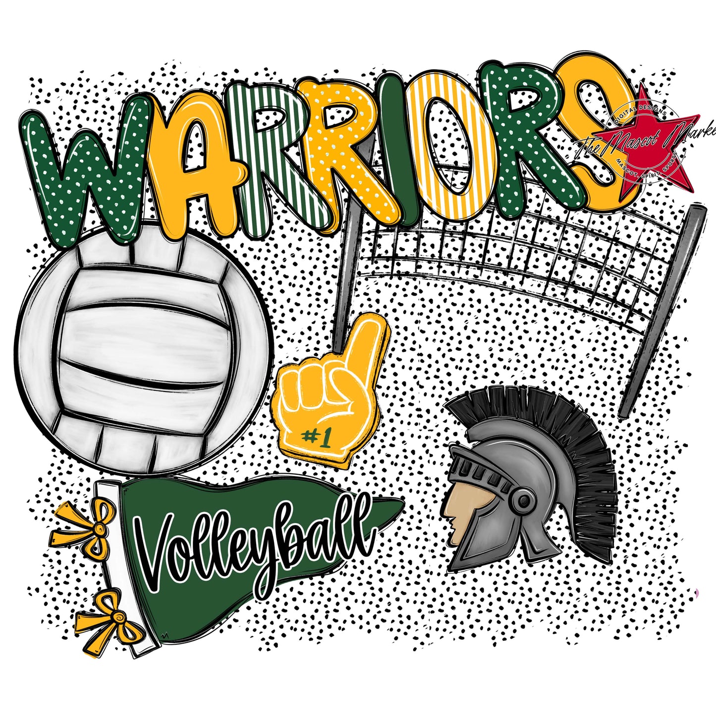 Warriors Volleyball Spirit-Green & Yellow