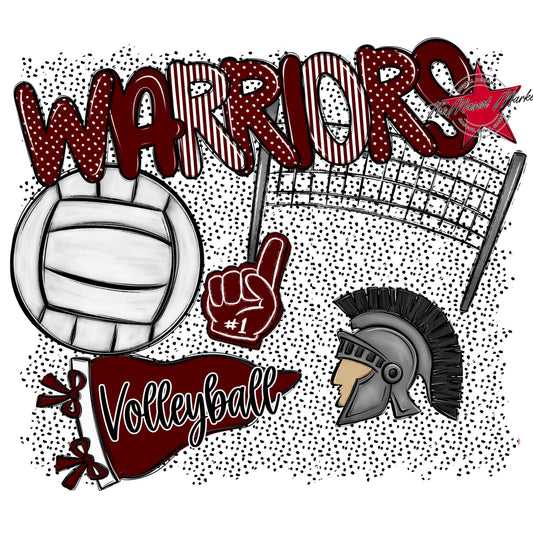 Warriors Volleyball Spirit-Maroon