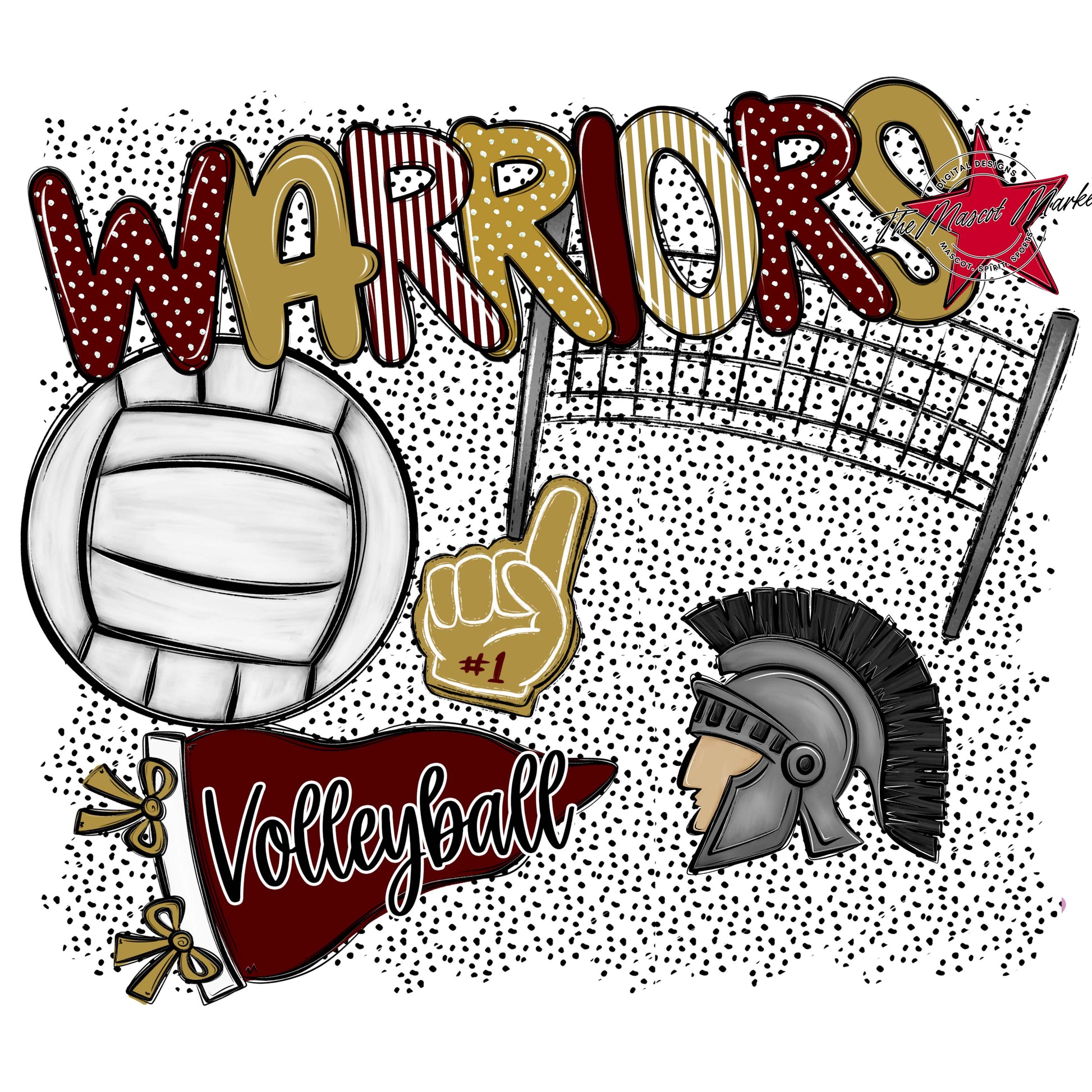 Warriors Volleyball Spirit-Maroon & Gold