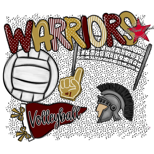 Warriors Volleyball Spirit-Maroon & Gold