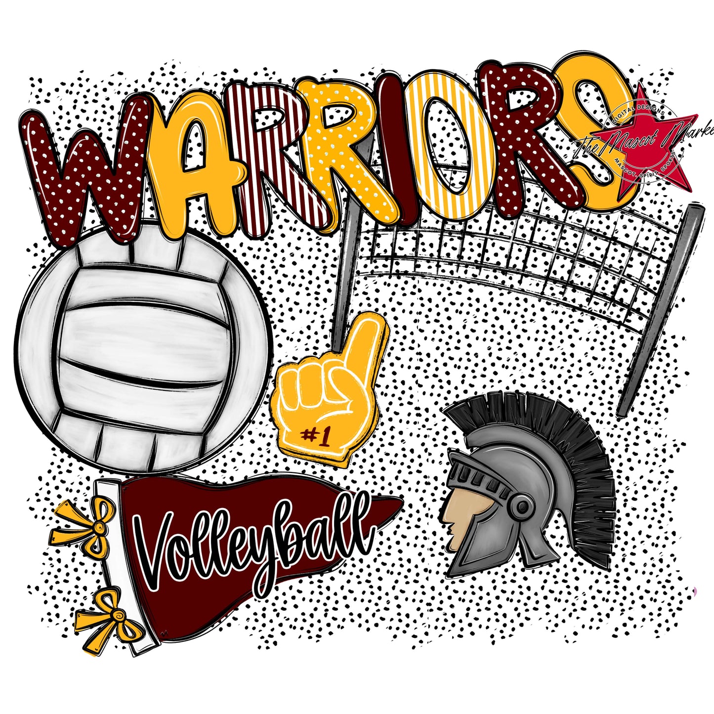 Warriors Volleyball Spirit-Maroon & Yellow