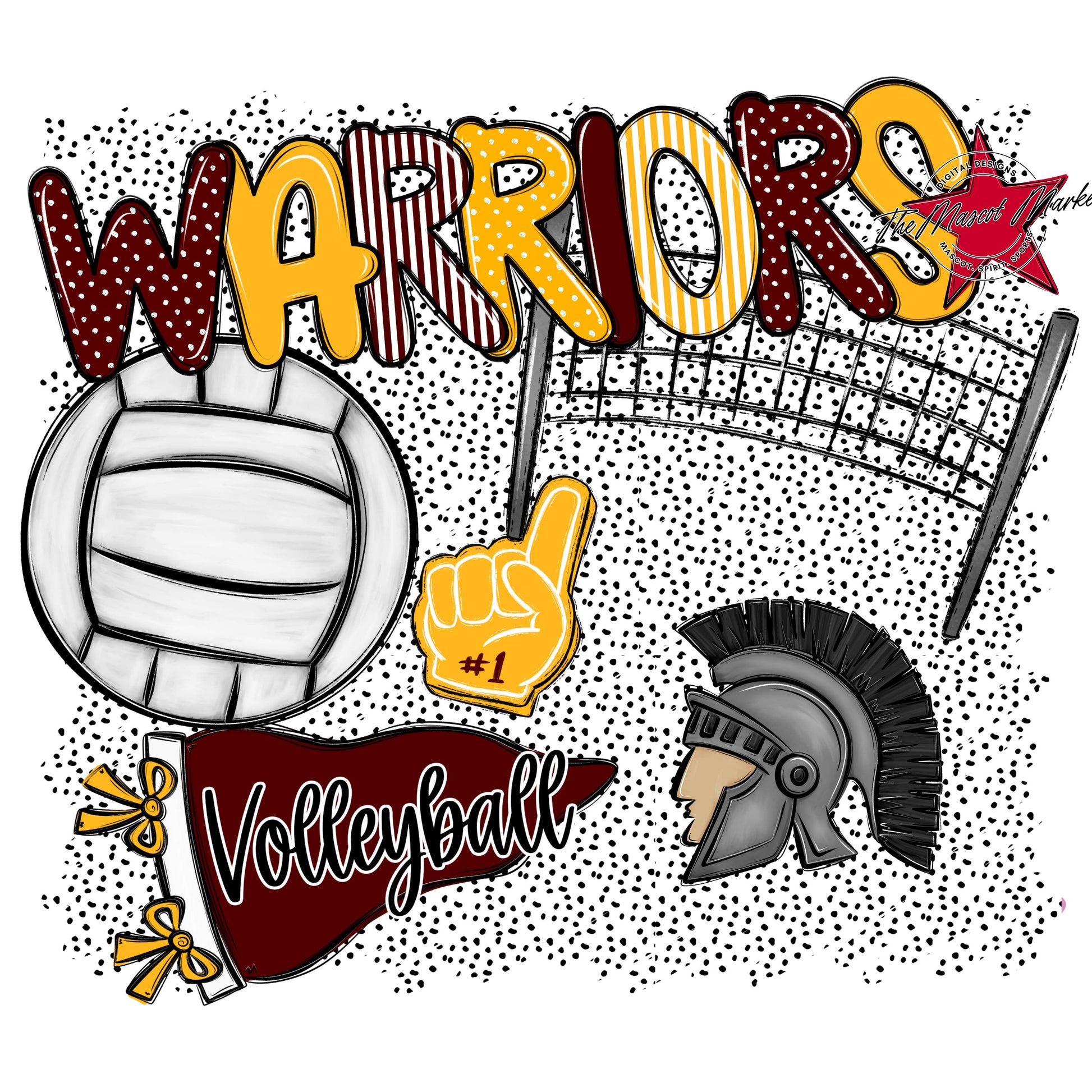 Warriors Volleyball Spirit-Maroon & Yellow